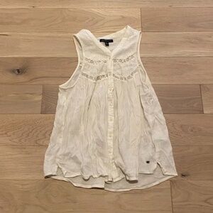 American Eagle Boho Sleeveless Blouse - Cream